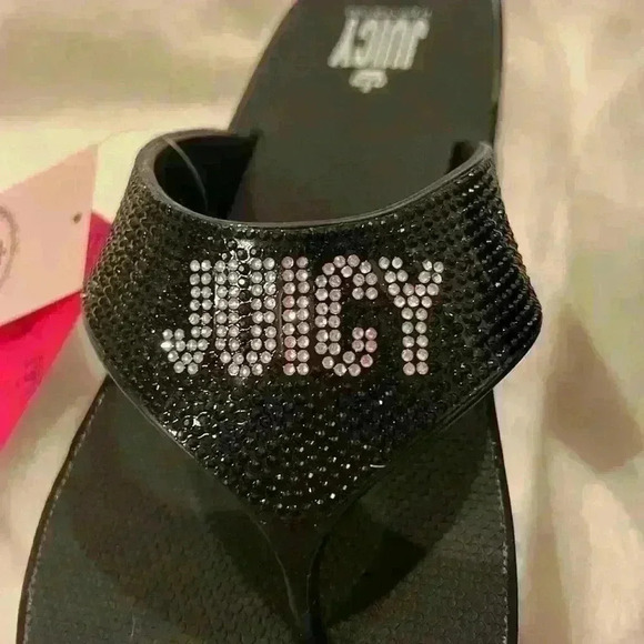 Juicy Couture NWT size 10 Y2K style platform flip flops w/ bling - Picture 2 of 8